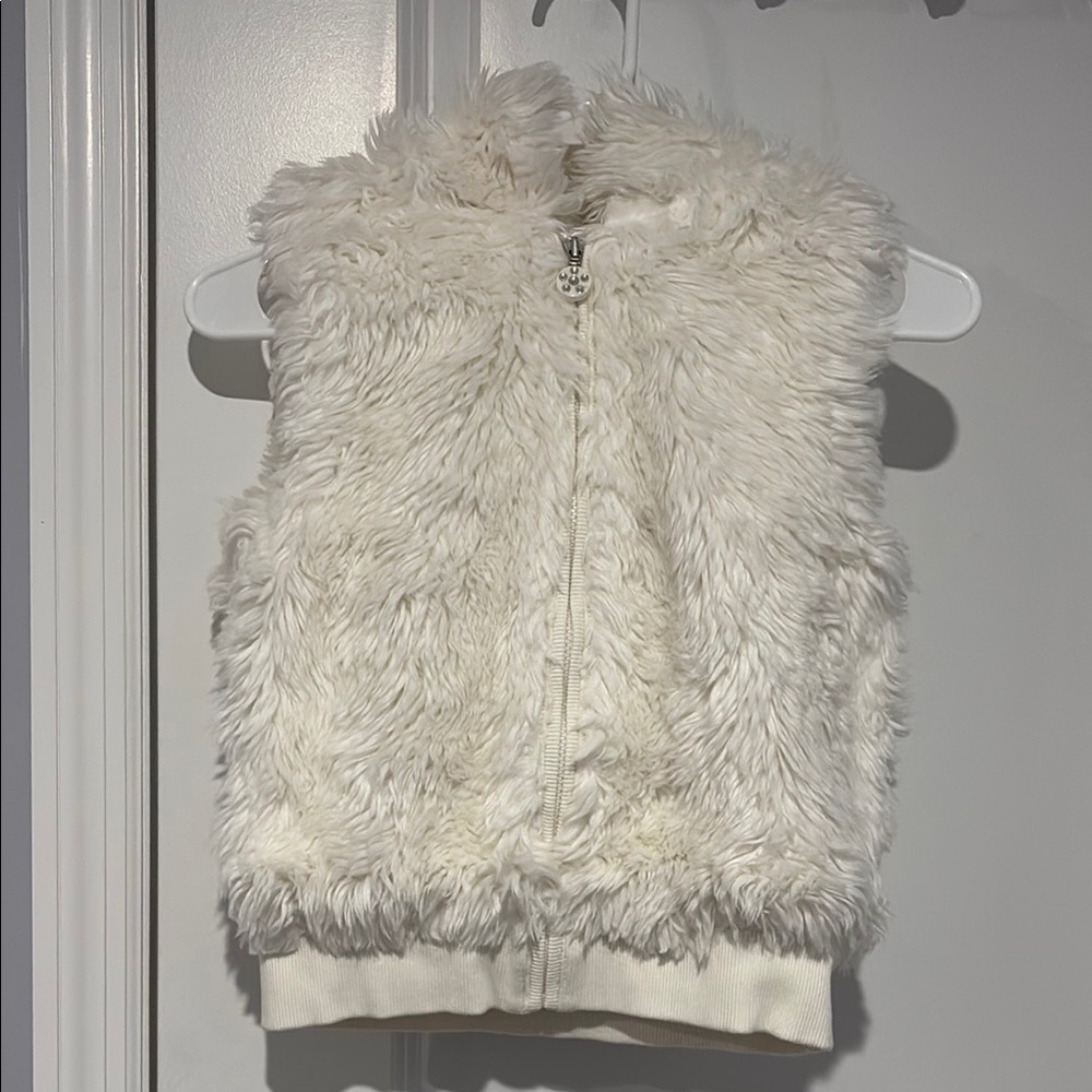 Gymboree Ivory Faux Fur Vest kids size L